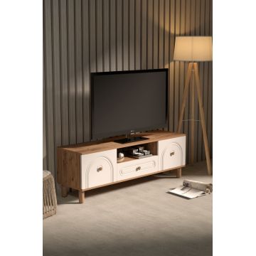 Comoda TV, Hanah Home, Serenta 180, 180x53x41 cm, PAL, Pin Atlantic / Alb