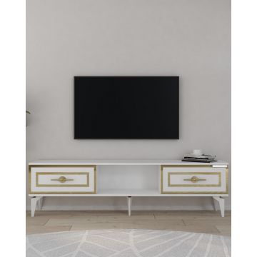 Comoda TV, Hanah Home, Viola, 150x44.6x29.6 cm, PAL , Alb/Auriu