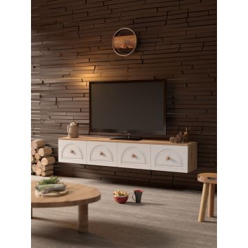Comoda TV, Hanah Home, Virella 180, 180x32x35 cm, PAL, Pin Atlantic / Alb