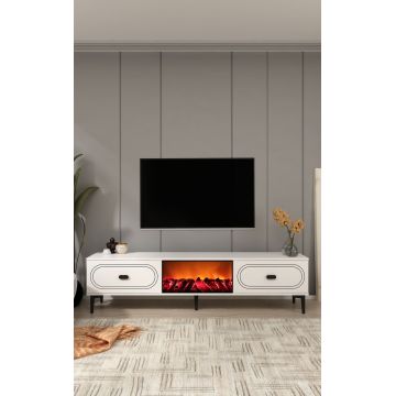 Comoda TV, Hanah Home, Weny Bohem Fireplace, 150x44.6x29.6 cm, PAL , Alb