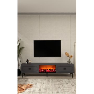 Comoda TV, Hanah Home, Weny Bohem Fireplace, 150x44.6x29.6 cm, PAL , Antracit