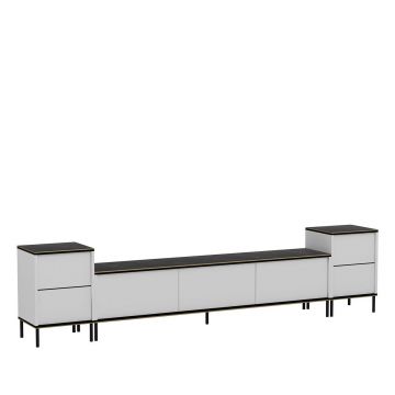 Comoda TV, Inarch, Imaj, 180x45 cm, PAL, Alb / Negru / Auriu Comoda TV, Inarch, Imaj, 180x45 cm, PAL, Alb / Negru / Auriu