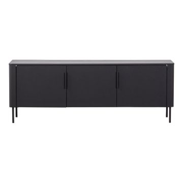 Comodă TV negru-mat din lemn de pin 154x56x44 cm Gunnar – WOOOD