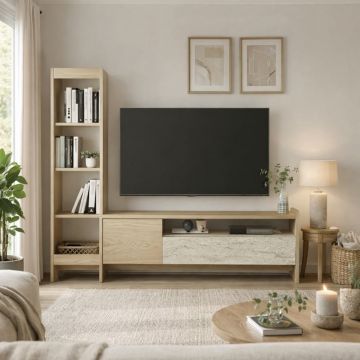 Comodă TV, Norvic Tv Unit, UnicUtil, Crem-Travertin