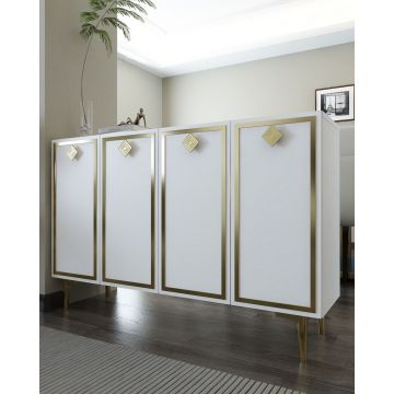 Consola, Hanah Home, 8159KM-1, 120x75x29.6 cm, PAL , Alb/Auriu