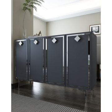 Consola, Hanah Home, 8159KM-1, 120x75x29.6 cm, PAL , Antracit / Argintiu