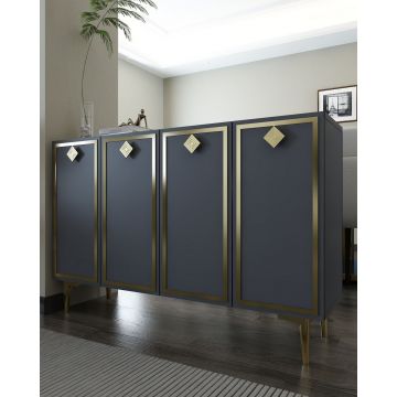 Consola, Hanah Home, 8159KM-1, 120x75x29.6 cm, PAL , Antracit / Aur