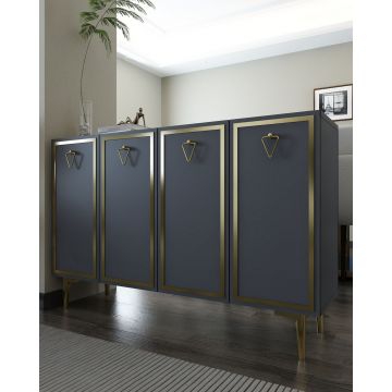 Consola, Hanah Home, 8160KM-1, 120x75x29.6 cm, PAL , Antracit / Aur