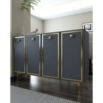 Consola, Hanah Home, 8161KM-1, 120x75x29.6 cm, PAL , Antracit / Aur