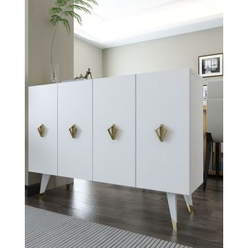 Consola, Hanah Home, 8163KM-32, 120x80x29.6 cm, PAL , Alb/Auriu