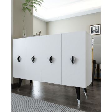 Consola, Hanah Home, 8164KM-32, 120x80x29.6 cm, PAL , White / Black / Silver