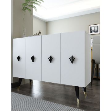 Consola, Hanah Home, 8166KM-32, 120x80x29.6 cm, PAL , Alb / Negru / Auriu