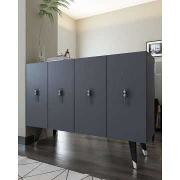 Consola, Hanah Home, 8167KM-32, 120x80x29.6 cm, PAL , Antracit / Argintiu