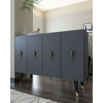 Consola, Hanah Home, 8167KM-32, 120x80x29.6 cm, PAL , Antracit / Aur