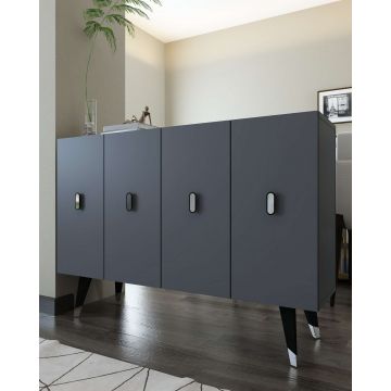 Consola, Hanah Home, 8168KM-32, 120x80x29.6 cm, PAL , Antracit / Argintiu