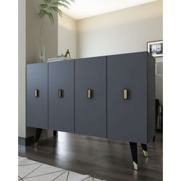 Consola, Hanah Home, 8168KM-32, 120x80x29.6 cm, PAL , Antracit / Aur