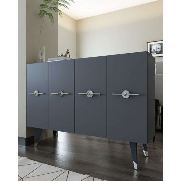 Consola, Hanah Home, 8169KM-32, 120x80x29.6 cm, PAL , Antracit / Argintiu