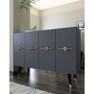 Consola, Hanah Home, 8169KM-32, 120x80x29.6 cm, PAL , Antracit / Aur