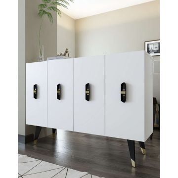 Consola, Hanah Home, 8170KM-32, 120x80x29.6 cm, PAL , Alb / Negru / Auriu