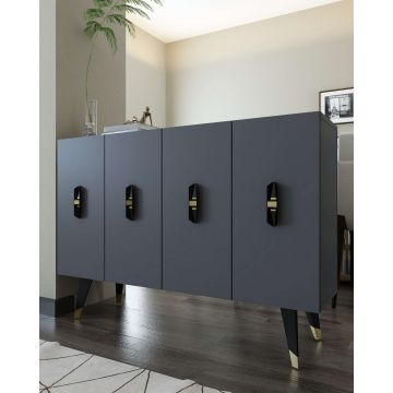 Consola, Hanah Home, 8170KM-32, 120x80x29.6 cm, PAL , Antracit / Negru / Auriu