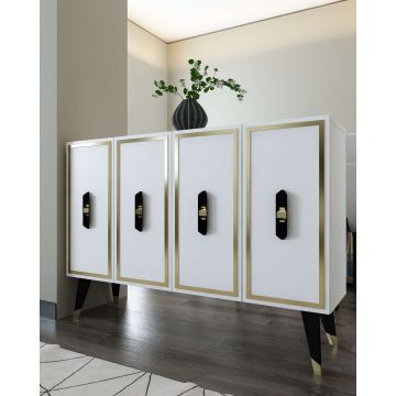 Consola, Hanah Home, 8171KM-32, 120x80x29.6 cm, PAL , Alb / Negru / Auriu