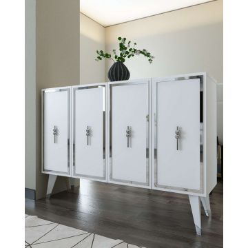 Consola, Hanah Home, 8172KM-32, 120x80x29.6 cm, PAL , Alb / Argintiu