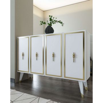 Consola, Hanah Home, 8172KM-32, 120x80x29.6 cm, PAL , Alb/Auriu