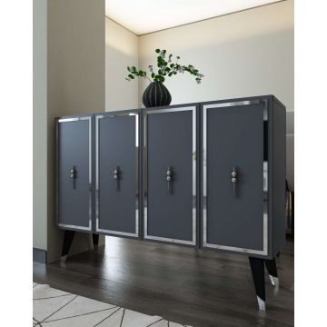 Consola, Hanah Home, 8172KM-32, 120x80x29.6 cm, PAL , Antracit / Argintiu