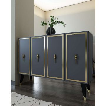 Consola, Hanah Home, 8172KM-32, 120x80x29.6 cm, PAL , Antracit / Aur