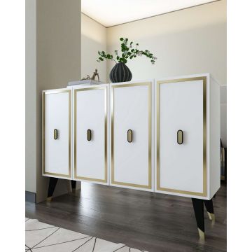 Consola, Hanah Home, 8173KM-32, 120x80x29.6 cm, PAL , Alb / Negru / Auriu