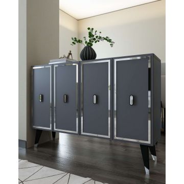 Consola, Hanah Home, 8173KM-32, 120x80x29.6 cm, PAL , Anthracite / Black / Silver