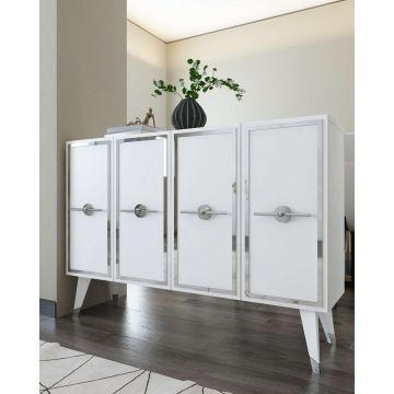 Consola, Hanah Home, 8174KM-32, 120x80x29.6 cm, PAL , Alb / Argintiu