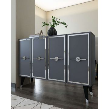 Consola, Hanah Home, 8174KM-32, 120x80x29.6 cm, PAL , Antracit / Argintiu