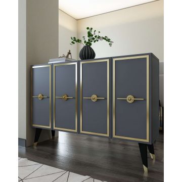 Consola, Hanah Home, 8174KM-32, 120x80x29.6 cm, PAL , Antracit / Aur