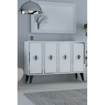 Consola, Hanah Home, 8175KM-32, 120x80x29.6 cm, PAL , White / Black / Silver