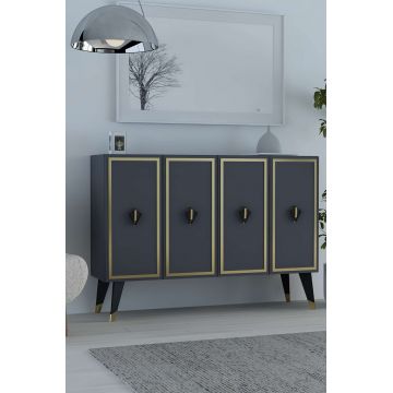 Consola, Hanah Home, 8176KM-32, 120x80x29.6 cm, PAL , Antracit / Negru / Auriu