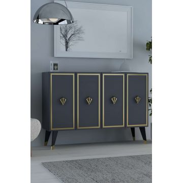 Consola, Hanah Home, 8177KM-32, 120x80x29.6 cm, PAL , Antracit / Aur