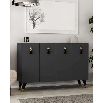 Consola, Hanah Home, 8179KM-32, 120x80x29.6 cm, PAL , Antracit / Aur