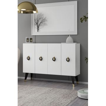 Consola, Hanah Home, 8183KM-32, 120x80x29.6 cm, PAL , Alb / Negru / Auriu