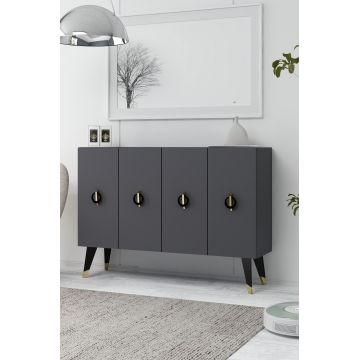 Consola, Hanah Home, 8183KM-32, 120x80x29.6 cm, PAL , Antracit / Negru / Auriu