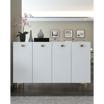 Consola, Hanah Home, Betty, 120x80x29.6 cm, PAL , Alb/Auriu