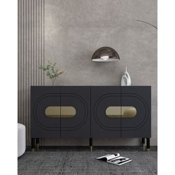 Consola, Hanah Home, Demet, 150x75x35 cm, PAL , Antracit / Aur