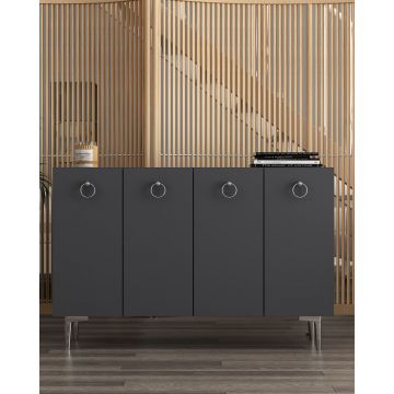 Consola, Hanah Home, Efes, 120x80x29.6 cm, PAL , Antracit / Argintiu