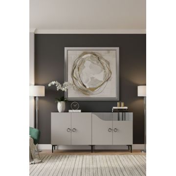 Consola, Hanah Home, Gama 150, 150x75x32 cm, PAL , Alb / Argintiu