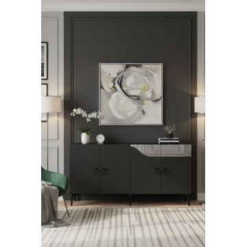 Consola, Hanah Home, Gama 150, 150x75x32 cm, PAL , Antracit / Argintiu