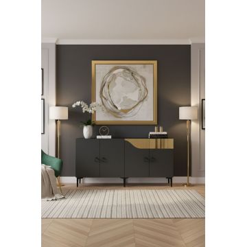 Consola, Hanah Home, Gama 150, 150x75x32 cm, PAL , Antracit / Aur