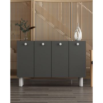 Consola, Hanah Home, Ilay Bohem, 120x80x29.6 cm, PAL , Antracit/Alb