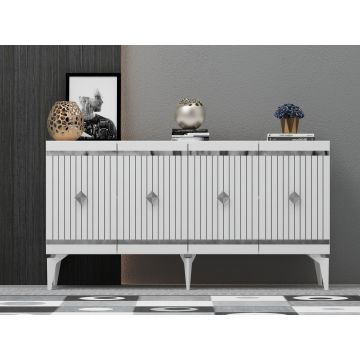 Consola, Hanah Home, Lenora, 150x79x40 cm, PAL , Alb / Argintiu