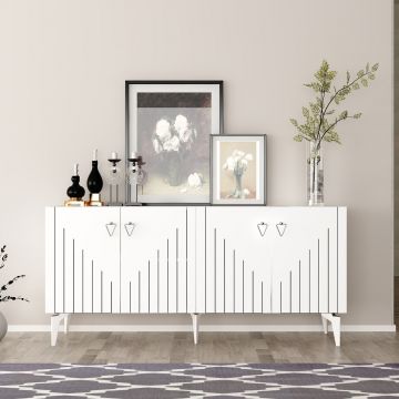 Consola, Hanah Home, Meda, 150x79x40 cm, PAL , Alb / Argintiu