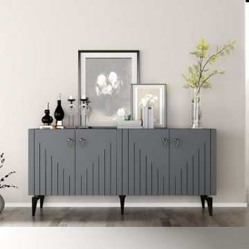 Consola, Hanah Home, Meda, 150x79x40 cm, PAL , Antracit / Aur